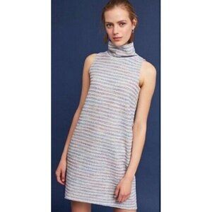 Anthropologie Sleeveless Turtleneck Mini Dress in Light Heathered Pastels